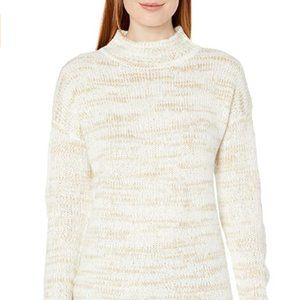 Women's Mock Neck Marled Striped Sweater